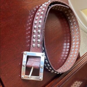 Michael Kors Brown and Silver Studded Leather Belt